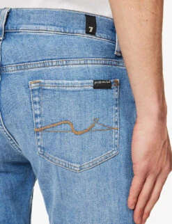 7 For All Mankind Paxtyn Mid-rise Tapered-leg Stretch-denim Jeans -Selfidges Launches R04167702 LIGHTBLUE ALT05