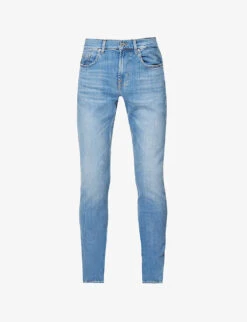 7 For All Mankind Paxtyn Mid-rise Tapered-leg Stretch-denim Jeans