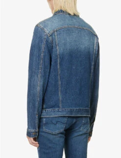 7 For All Mankind Perfect Faded-wash Regular-fit Stretch-denim Jacket -Selfidges Launches R04167723 MIDBLUE ALT03