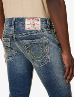 True Religion Rocco Faded-wash Brand-embroidered Skinny Stretch-cotton Jeans -Selfidges Launches R04168104 MINERDARKDARKWASH ALT05