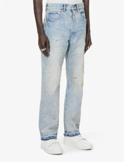 Paint-splattered Straight-leg Regular-fit Denim Jeans 11 Paint-splattered Straight-leg Regular-fit Denim Jeans -Selfidges Launches R04168530 LTINDIGO ALT02
