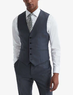 Reiss Fine Darted Slim-fit Wool Waistcoat -Selfidges Launches R04168883 AIRFORCEBLUE ALT02