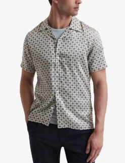 Reiss Pedro Graphic-print Regular-fit Recycled-polyester Shirt -Selfidges Launches R04169087 GREY ALT02