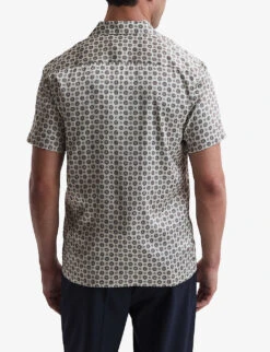 Reiss Pedro Graphic-print Regular-fit Recycled-polyester Shirt -Selfidges Launches R04169087 GREY ALT03