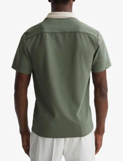 Reiss Troon Regular-fit Short-sleeve Stretch-woven Shirt -Selfidges Launches R04169088 SAGEECRU ALT03