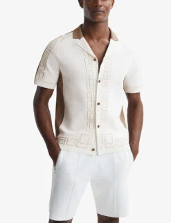 Reiss Hawk Embroidered Stretch-woven Shirt -Selfidges Launches R04169257 IVORY ALT02
