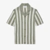 Reiss Tortolli Cuban-collar Stripe-pattern Cotton Shirt -Selfidges Launches R04169276 ECRUSAGE M