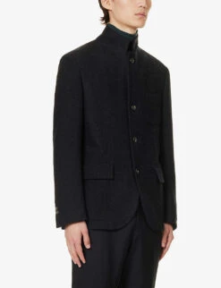 CORNELIANI Unconstructed Patch-pocket Regular-fit Wool And Cashmere Blend Jacket -Selfidges Launches R04170917 NAVY ALT02