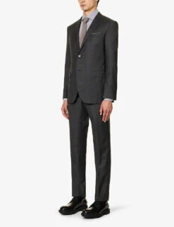 CORNELIANI Super 130s Single-breasted Slim-fit Wool Suit -Selfidges Launches R04170933 MIDGREY ALT02