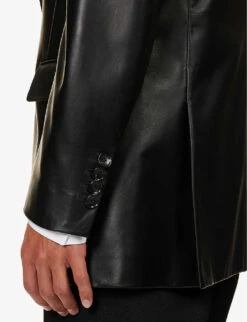 Bally Single-breasted Leather Jacket -Selfidges Launches R04170946 BLACK ALT04