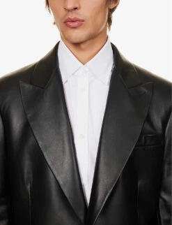Bally Single-breasted Leather Jacket -Selfidges Launches R04170946 BLACK ALT05