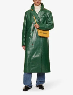 Bally Double-breasted Waist-adjuster Leather Trench Coat -Selfidges Launches R04170947 KELLYGREEN ALT01