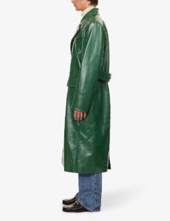 Bally Double-breasted Waist-adjuster Leather Trench Coat -Selfidges Launches R04170947 KELLYGREEN ALT02