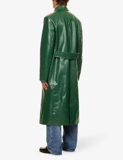 Bally Double-breasted Waist-adjuster Leather Trench Coat -Selfidges Launches R04170947 KELLYGREEN ALT03