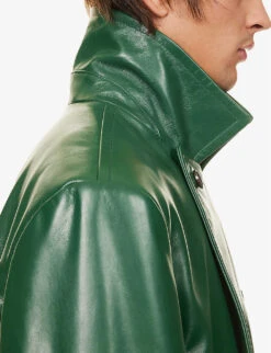 Bally Double-breasted Waist-adjuster Leather Trench Coat -Selfidges Launches R04170947 KELLYGREEN ALT05