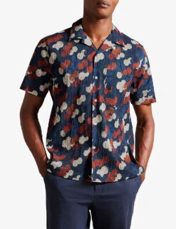 Ted Baker Goyt Spot-print Short-sleeve Stretch-cotton Shirt -Selfidges Launches R04172747 MULTICOL ALT02