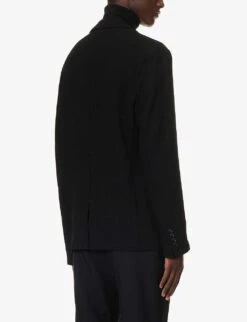 Giorgio Armani Single-breasted Notched-lapel Wool-blend Jacket -Selfidges Launches R04173383 BLACKBEAUTY ALT03