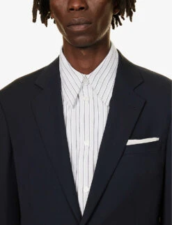 Giorgio Armani Double-breasted Patch-pocket Regular-fit Wool Suit -Selfidges Launches R04173390 NAVY ALT04