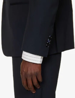 Giorgio Armani Double-breasted Patch-pocket Regular-fit Wool Suit -Selfidges Launches R04173390 NAVY ALT05