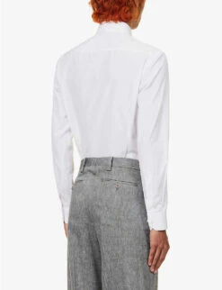 Giorgio Armani Pleated-cuff Pearlescent-button Regular-fit Cotton-poplin Shirt -Selfidges Launches R04173392 WHITE ALT03