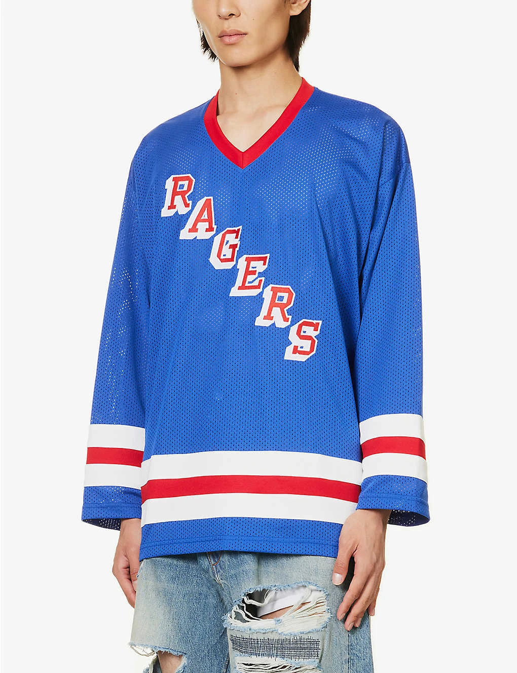 Hockey Striped-trim Mesh Top 5 Hockey Striped-trim Mesh Top - Image 3