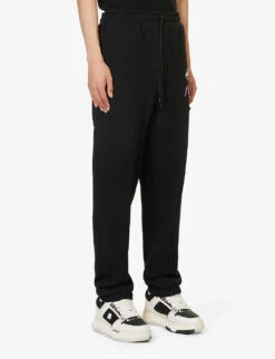 Brand-print Tapered-leg Regular-fit Cotton-jersey Jogging Bottoms -Selfidges Launches R04173427 BLACK ALT02