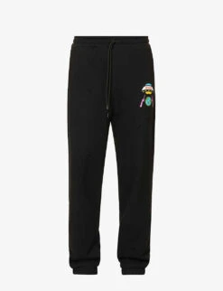 Brand-print Tapered-leg Regular-fit Cotton-jersey Jogging Bottoms