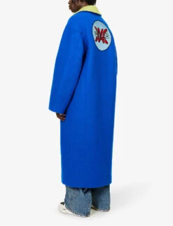 Brand Appliqué Notched-lapel Relaxed-fit Wool-blend Jacket -Selfidges Launches R04173434 DAZZLINGBLUE ALT03