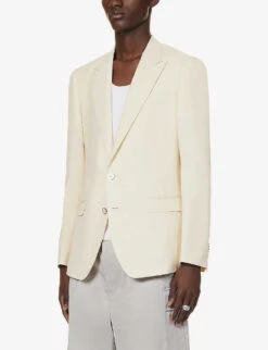 Dolce & Gabbana Single-breasted Peak-lapel Regular-fit Linen, Cotton And Silk-blend Blazer -Selfidges Launches R04174028 CREAM ALT02