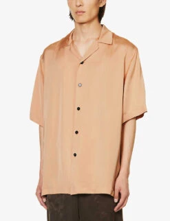 Jil Sander Camp-collar Branded-button Relaxed-fit Satin Shirt -Selfidges Launches R04179486 ARGAN ALT02