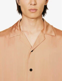 Jil Sander Camp-collar Branded-button Relaxed-fit Satin Shirt -Selfidges Launches R04179486 ARGAN ALT04