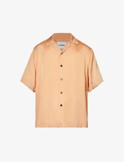 Jil Sander Camp-collar Branded-button Relaxed-fit Satin Shirt