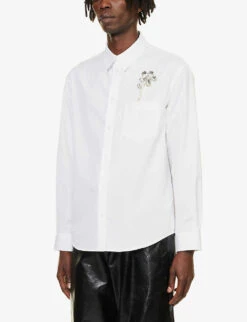 Simone Rocha Floral-embellished Regular-fit Cotton-poplin Shirt -Selfidges Launches R04180773 WHITEIVORYPEARL ALT02