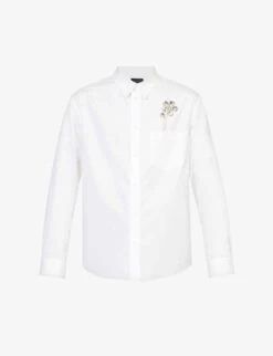 Simone Rocha Floral-embellished Regular-fit Cotton-poplin Shirt