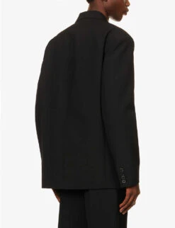 Valentino Double-breasted Peak-lapel Relaxed-fit Wool Jacket -Selfidges Launches R04181429 BLACK ALT03