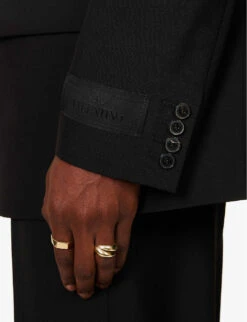 Valentino Double-breasted Peak-lapel Relaxed-fit Wool Jacket -Selfidges Launches R04181429 BLACK ALT05