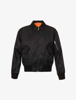 Valentino Brand-plaque Dropped-shoulder Boxy-fit Shell Bomber Jacket