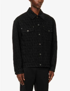 Valentino Dropped-shoulder Waist-adjuster Boxy-fit Denim Jacket -Selfidges Launches R04181433 BLACK ALT02