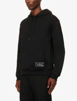 Valentino Tag Brand-patch Cotton-blend Hoody 9 Valentino Tag Brand-patch Cotton-blend Hoody -Selfidges Launches R04181439 BLACK ALT02