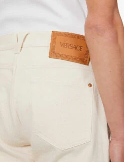 Versace Brand-embellished Straight-leg Regular-fit Jeans -Selfidges Launches R04181569 ECRU ALT05