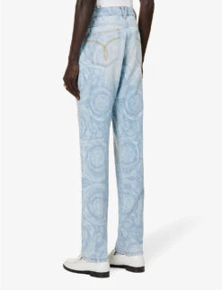 Versace Brand-print Straight-leg Regular-fit Jeans -Selfidges Launches R04181576 AZZURO ALT03