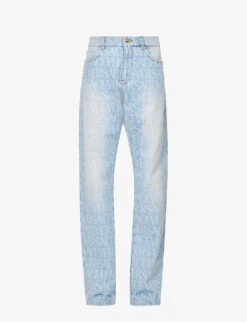 Versace Brand-print Straight-leg Regular-fit Jeans