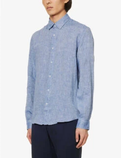 Sunspel Spread Collar Long-sleeve Regular-fit Linen Shirt 10 Sunspel Spread Collar Long-sleeve Regular-fit Linen Shirt -Selfidges Launches R04181946 BLUESTONE2MELANGE ALT02