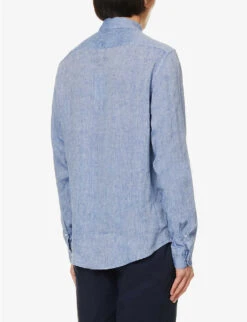 Sunspel Spread Collar Long-sleeve Regular-fit Linen Shirt 11 Sunspel Spread Collar Long-sleeve Regular-fit Linen Shirt -Selfidges Launches R04181946 BLUESTONE2MELANGE ALT03