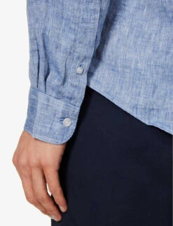 Sunspel Spread Collar Long-sleeve Regular-fit Linen Shirt 13 Sunspel Spread Collar Long-sleeve Regular-fit Linen Shirt -Selfidges Launches R04181946 BLUESTONE2MELANGE ALT05