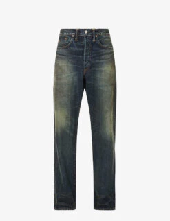 Vintage Faded-wash Straight-leg Mid-rise Jeans