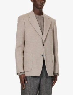 Lanvin Welt-pocket Notched-lapel Regular-fit Wool Jacket 10 Lanvin Welt-pocket Notched-lapel Regular-fit Wool Jacket -Selfidges Launches R04182728 BEIGE ALT02