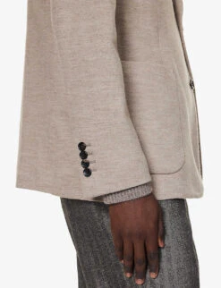 Lanvin Welt-pocket Notched-lapel Regular-fit Wool Jacket 12 Lanvin Welt-pocket Notched-lapel Regular-fit Wool Jacket -Selfidges Launches R04182728 BEIGE ALT04