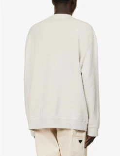 Lanvin Brand-embroidered Oversized-fit Cotton-jersey Sweatshirt -Selfidges Launches R04182739 MASTIC ALT03