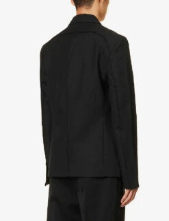 Jacquemus La Veste Disgreghi Raw-edge Regular-fit Wool Blazer -Selfidges Launches R04182820 BLACK ALT03